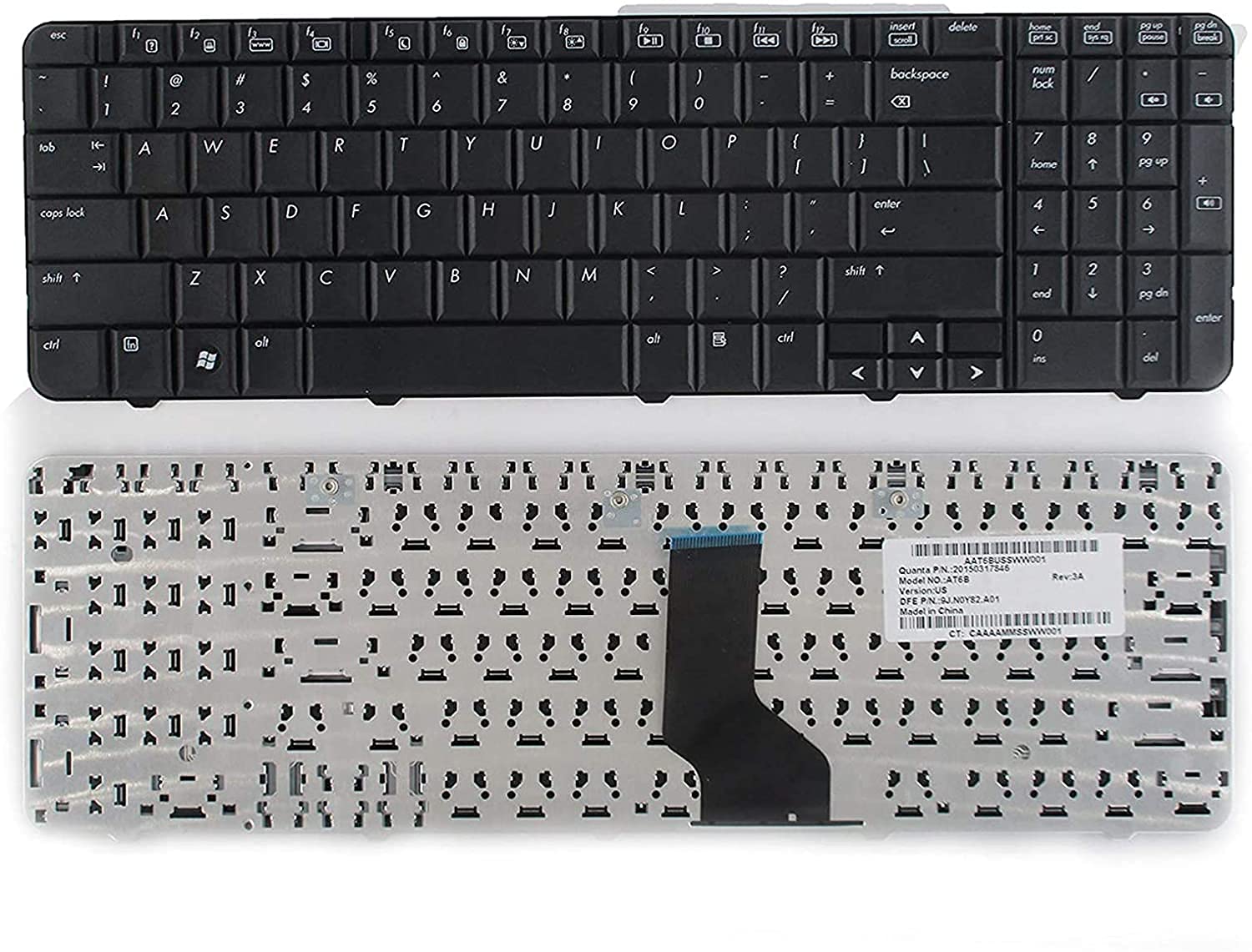 WISTAR Laptop Keyboard Compatible for HP Compaq CQ60 G60 G60-120US G60- G60-530US G60-531CA CQ60-420ER G60-116TX G60-204TU 496771-001 496771-121 502958-001 535009-001 90.4AH07.S0G 9J.N0Y82.A0E